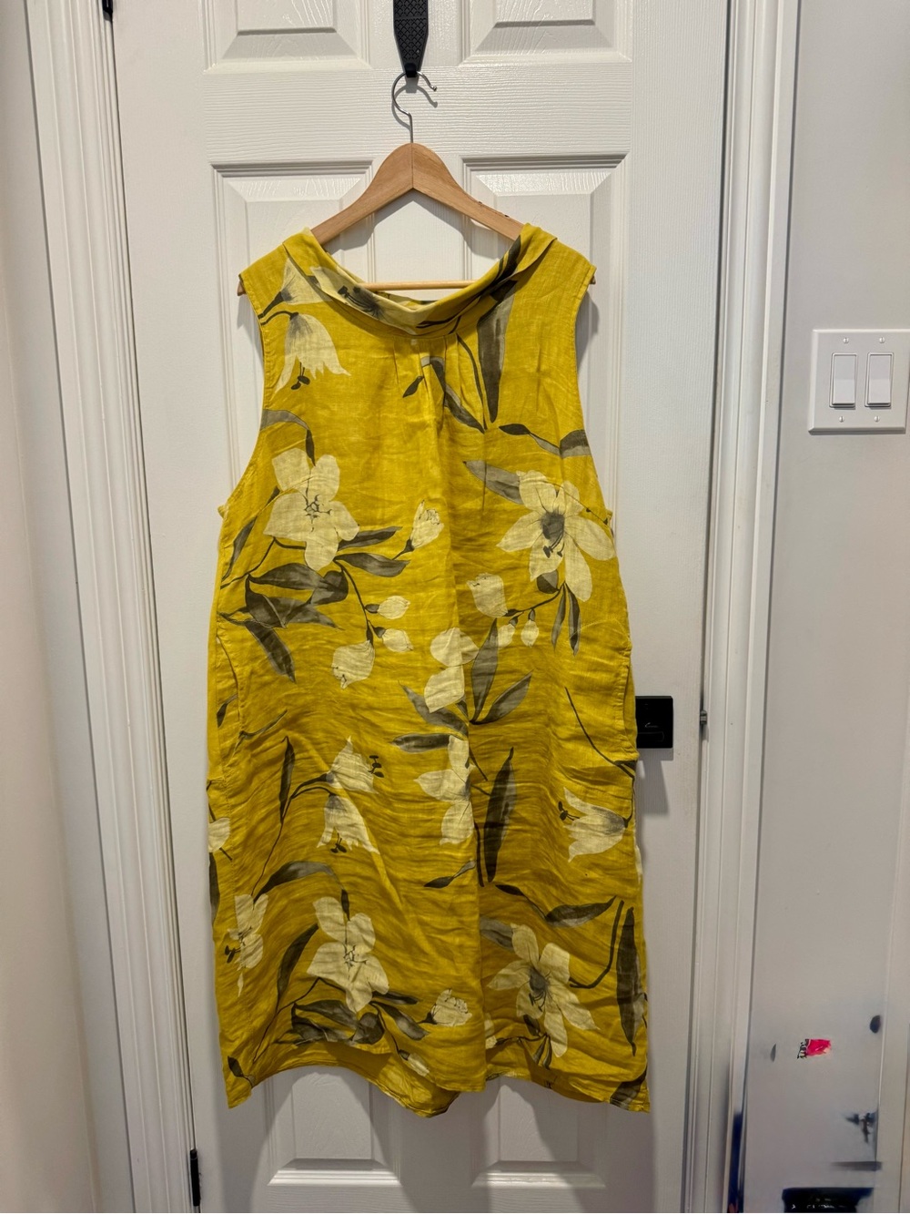 Yellow Floral Maxi Dress - Sleeveless Linen-Blend